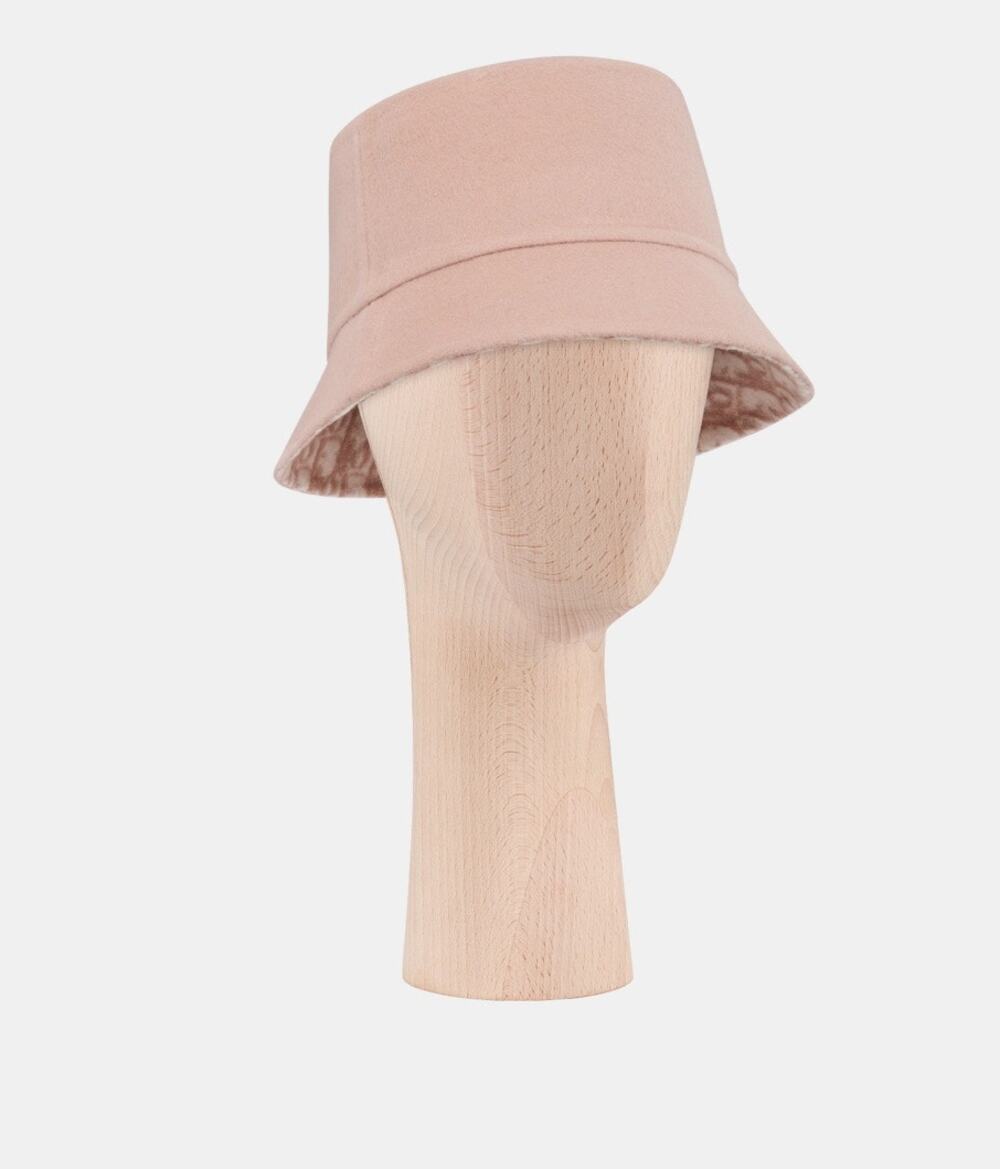 Christian Dior Pink Trotter Oblique Reversible Wool Bucket Hat Size 58 NWT
